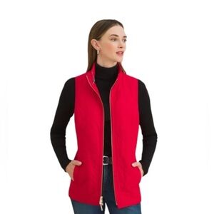 NEW Chicos Red Plaid Reversible Diamond Quilted Insulated Women's Red Vest M